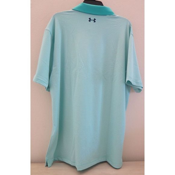 Under Armour 1361823 Men's Sz 2XL Neptune/Academy Blue Performance Stripe Polo - Picture 2 of 8